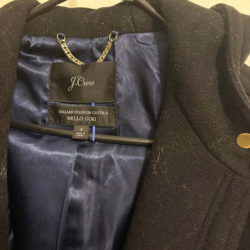 J.Crew Chateau Parka in Italian Stadium-Cloth Wool Black Size 4 - Picture 2 of 3